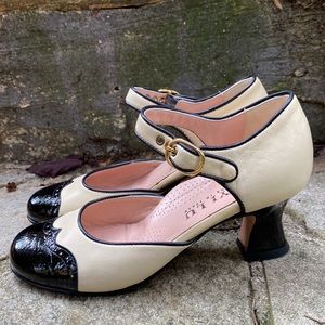 ANYI LU Heels Leather Retro | Size 4  / 34.5